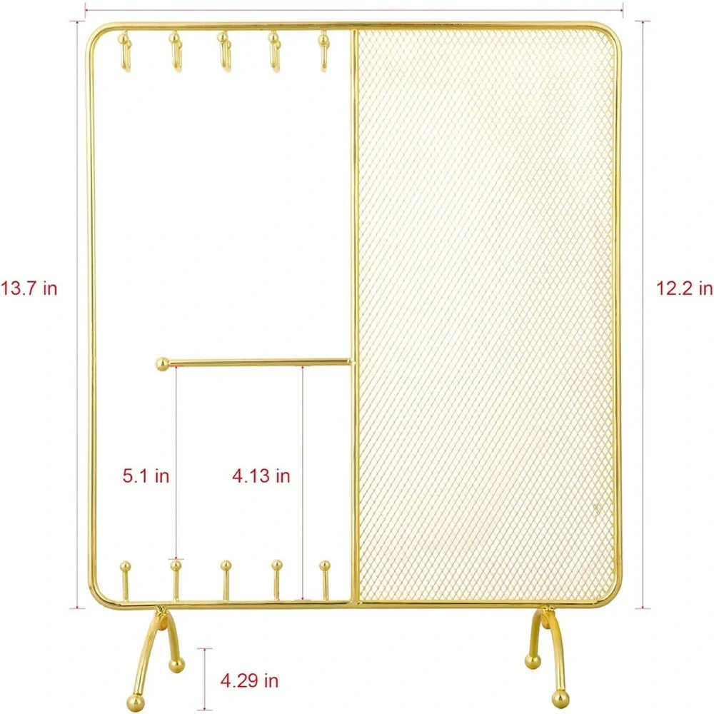Gold Jewelry Organizer Stand  Hanging Earrings Bracelet Necklaces Ring Watches,
